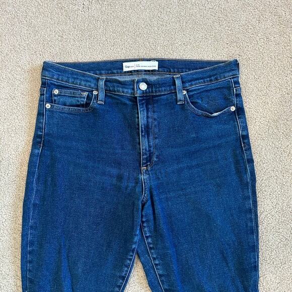 Gap 1969 True Skinny High Rise Jeans Dark Wash Blue Womens Size 31R - Picture 3 of 7